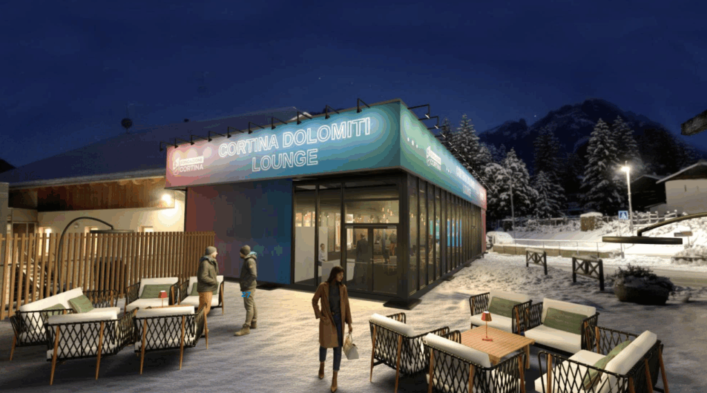 Render Cortina Dolomiti Lounge Notte Laterale